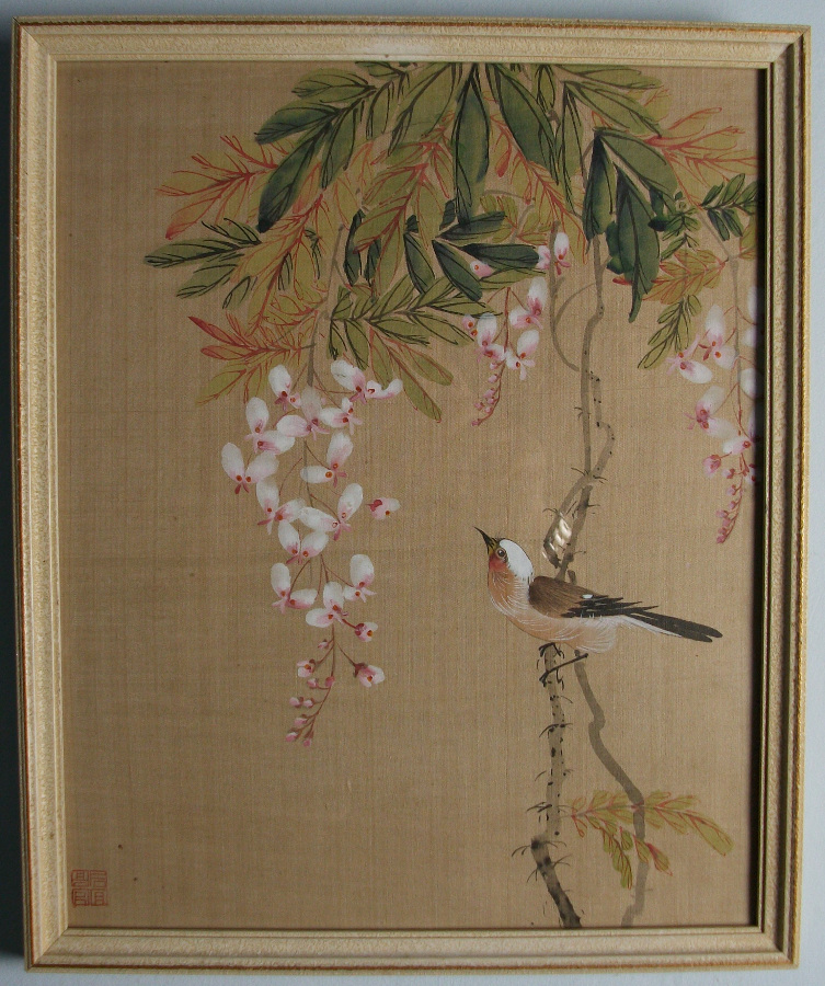 Birds on Blossom Japanese Painting on silk